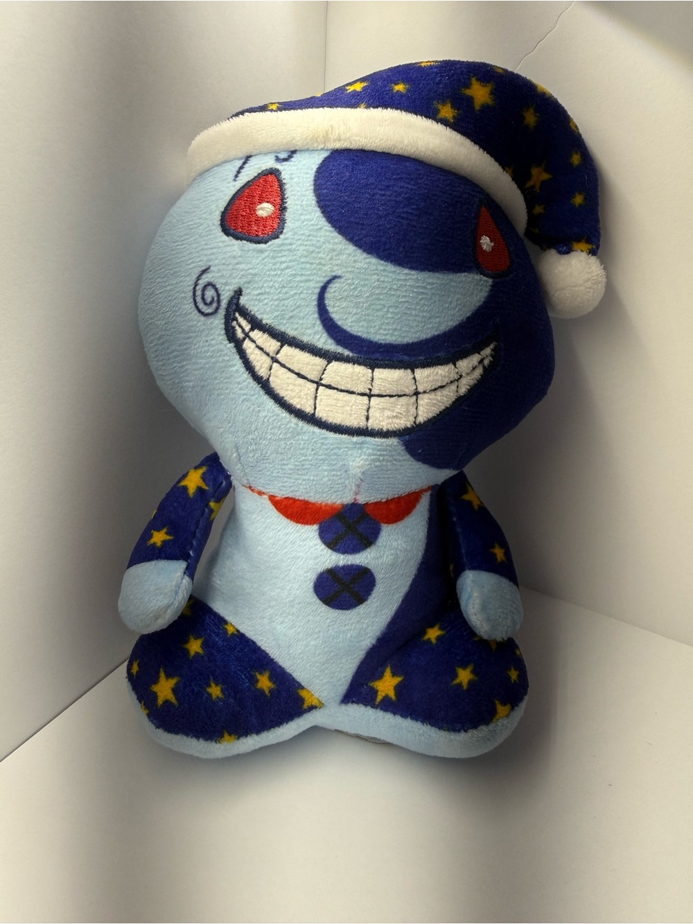 Smiling Star-Pattern Plush Toy in Blue — Soft Nightcap Plush for Kids